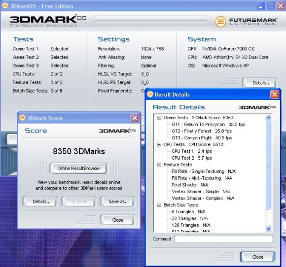 GIGABYTE 7900 GS - 3DMark05 Score