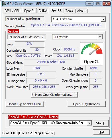 opengl 2.0 graphics card list