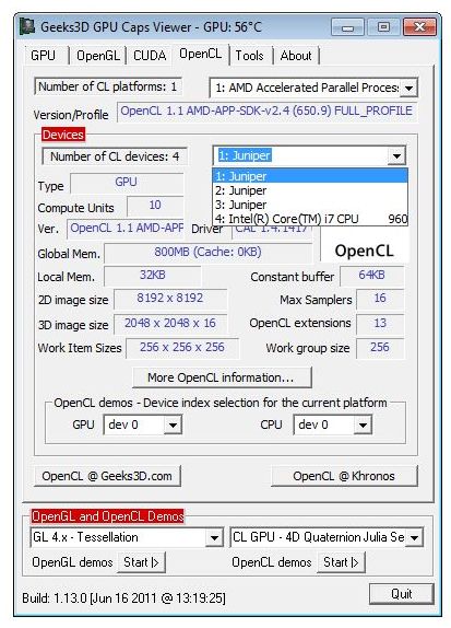 enable opencl gpu caps viewer