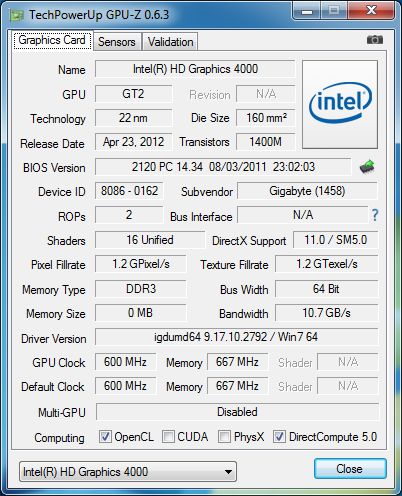 Download) GPU-Z 0.6.3 With Power Consumption Monitoring of Intel Sandy / Ivy GPUs | Geeks3D
