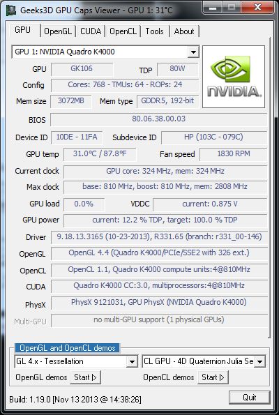 NVIDIA R331.65 WHQL for Quadro, OpenGL 