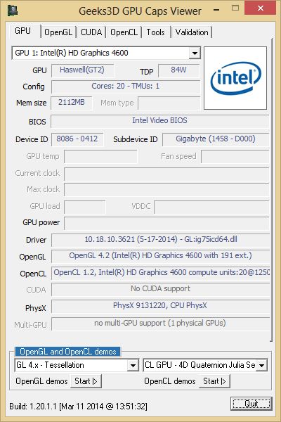 does intel hd graphics 3000 support opengl 4.1