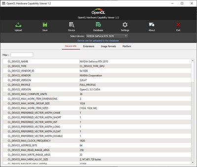 OpenCL Hardware Capability Viewer screenshot