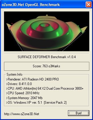 ASUS ATI Radeon HD 2400 Pro - Surface Deformer Benchmark