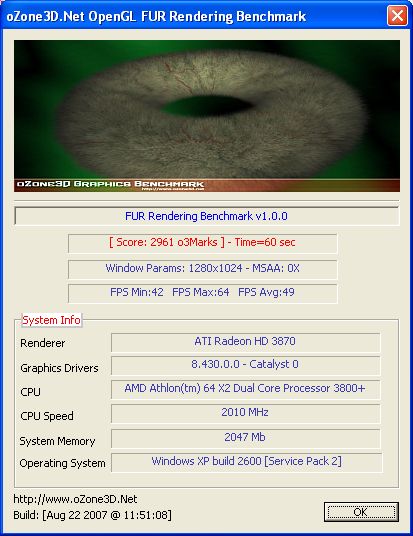 HIS ATI Radeon HD 3870 - Fur Benchmark Benchmark