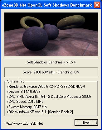 oZone3D Soft Shadows Benchmark - With Branching