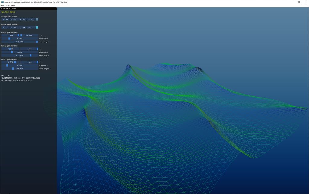GeeXLab demo - Gerstner waves